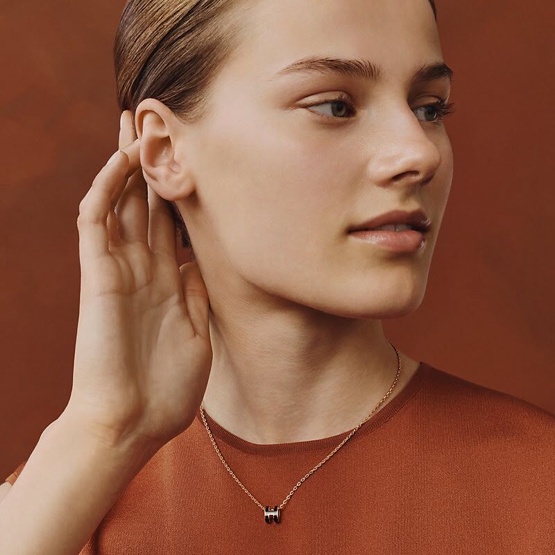 BRAND NEW HERMES NECKLACE MINI POP H NOIR ROSE 黑色玫瑰金 #愛馬仕頸鏈