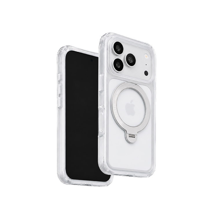 ESSENTIALS+｜iPhone 18 Magnetic Charging Compatible Shockproof Airbag Hybrid Case w/ rotatable ring - Transparent