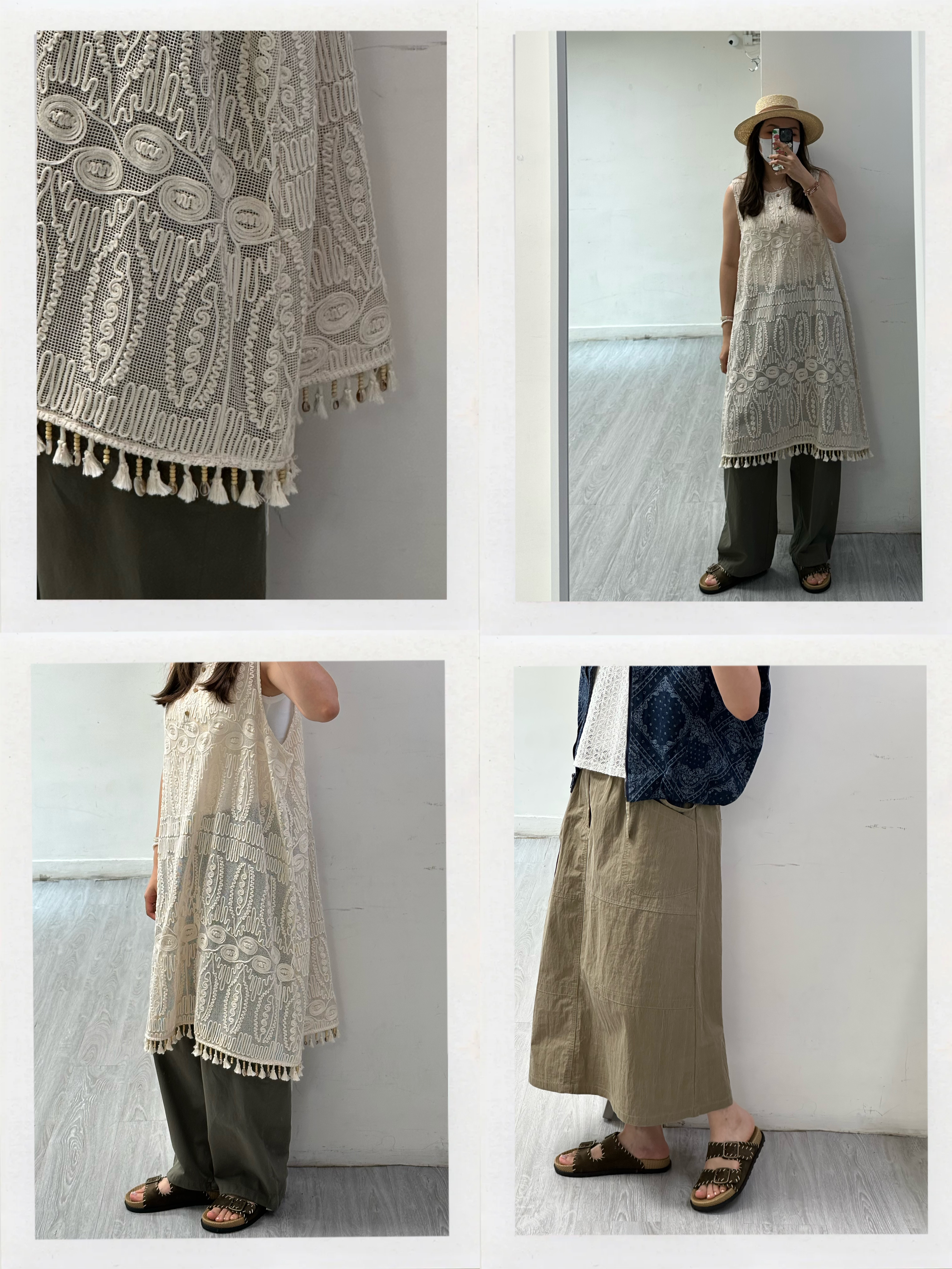 0213499a/手工感勾花度假裝飾連身裙 52/52/42