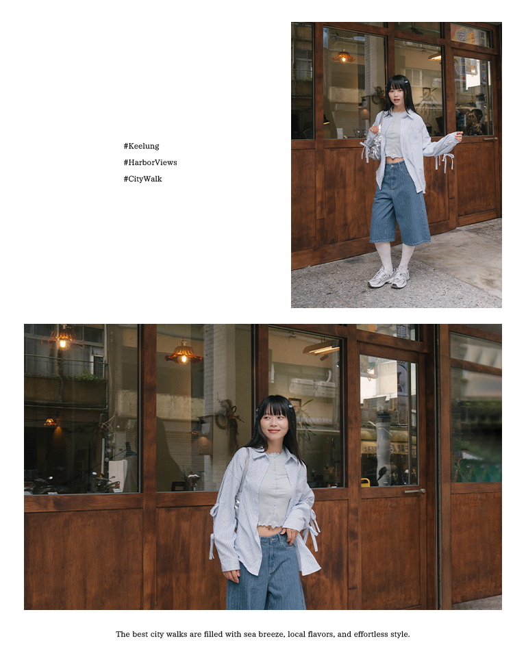 Plaid sleeve pleated bow tie shirt, available in two colors.【01025868】in stock+pre-order