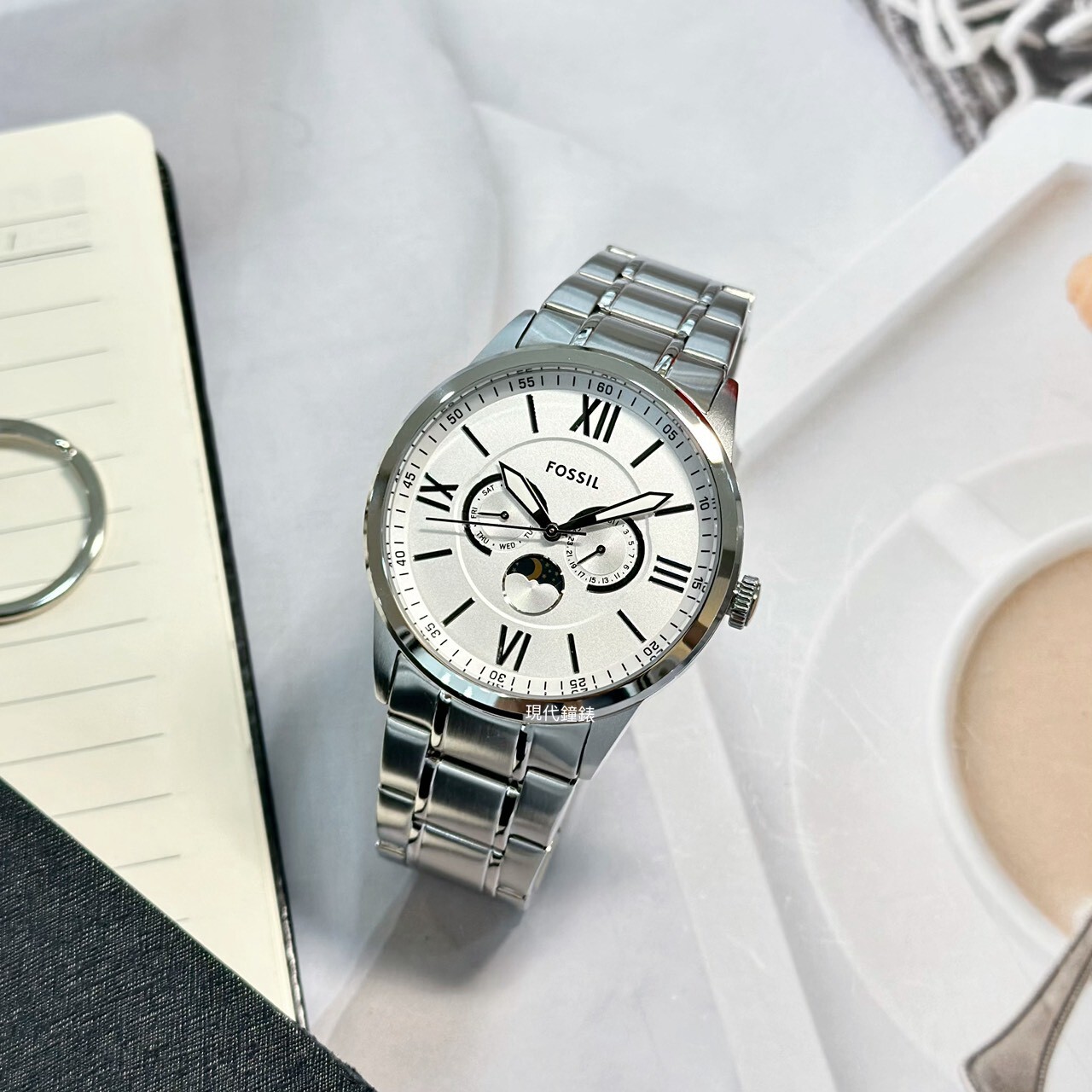 【FOSSIL】Flynn經典雅仕月相男表 BQM7088 48mm 現代鐘錶