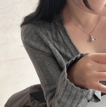 LYS02298 Vivienne Westwood 經典銀色土星項鏈