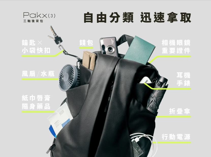上班族後背包推薦 Pakx3-15個收納空間分區展示