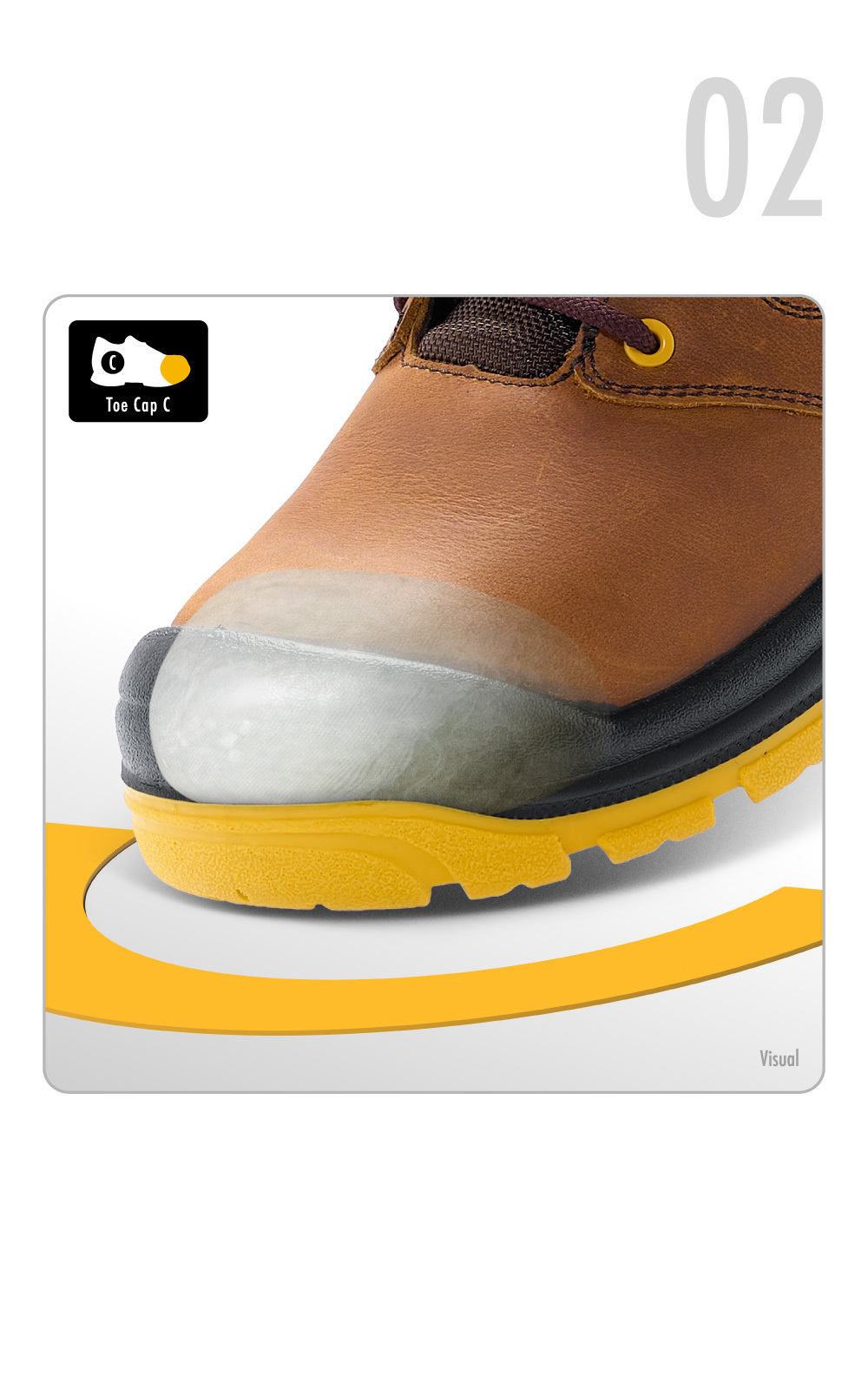 Cutaway view of the internal composite toe cap structure of the PATRONI ARKION safety shoe
