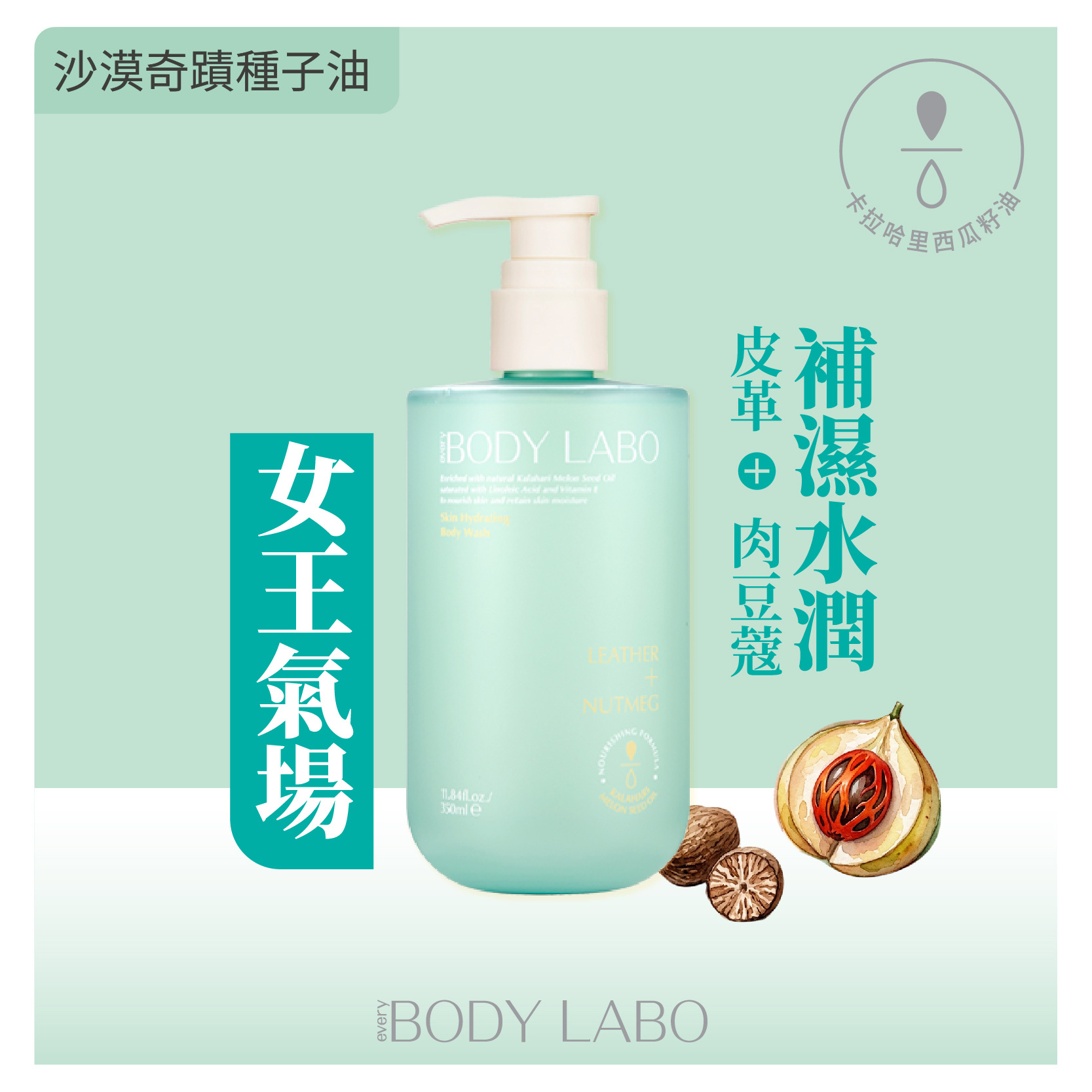 皮革 + 肉荳蔻 西瓜籽油保濕沐浴露