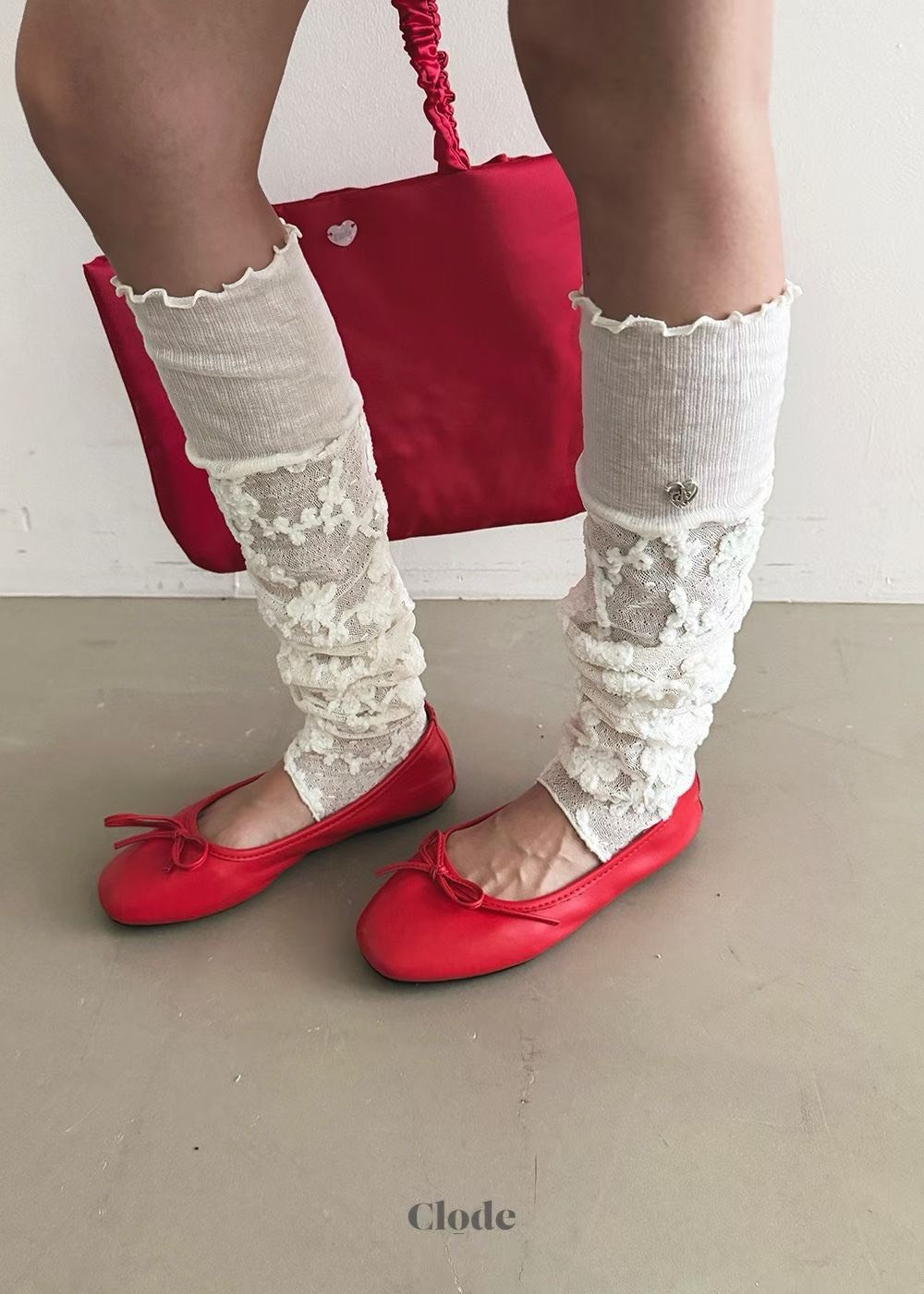 蕾絲捲邊襪套