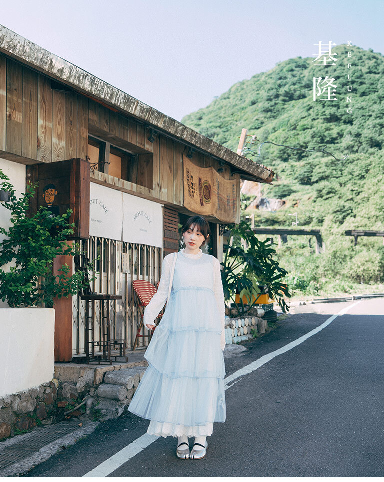 Flocked polka dot multi-layered cake mesh long cover-up vest - blue【01099976】in stock+pre-order