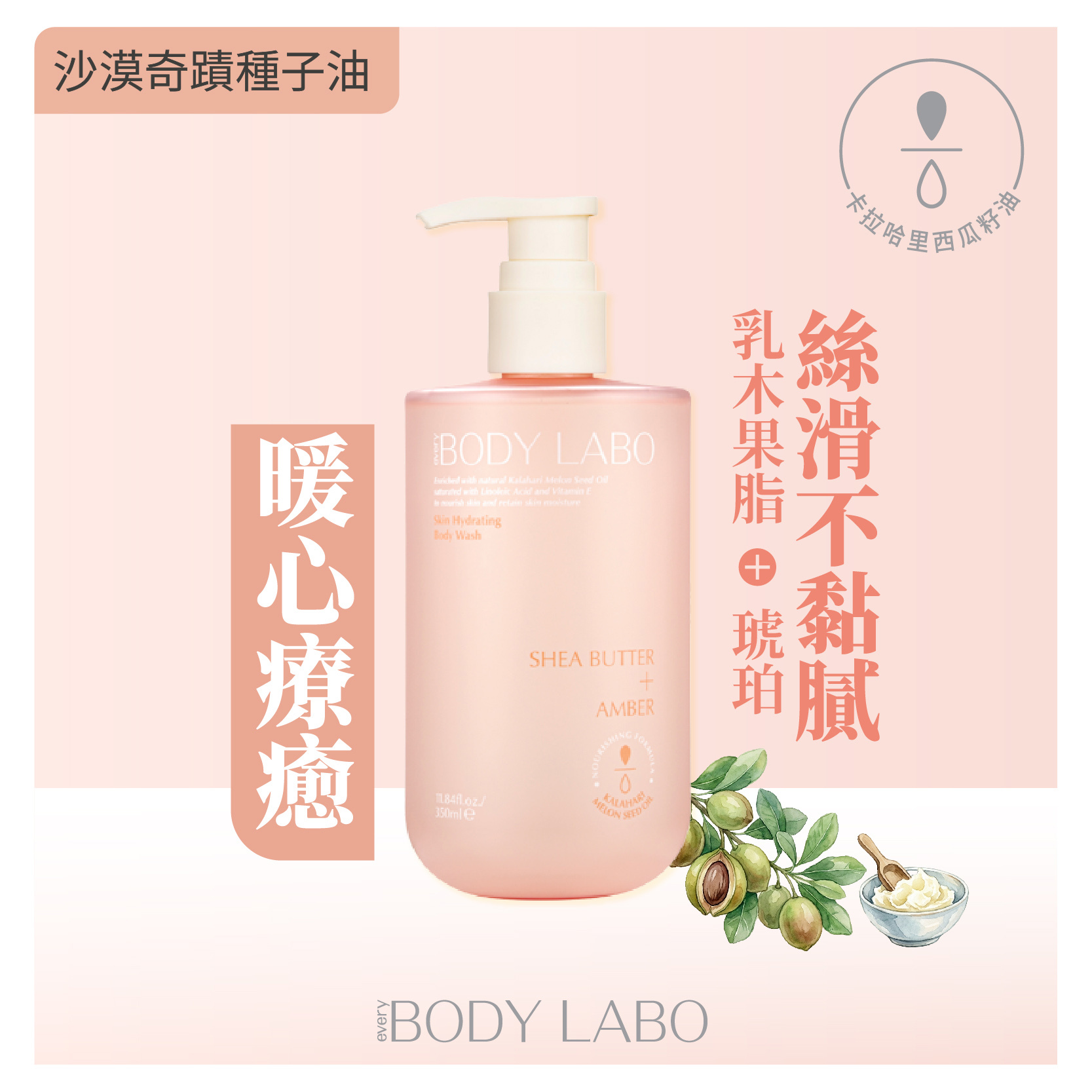 乳木果脂 + 琥珀 西瓜籽油保濕沐浴露