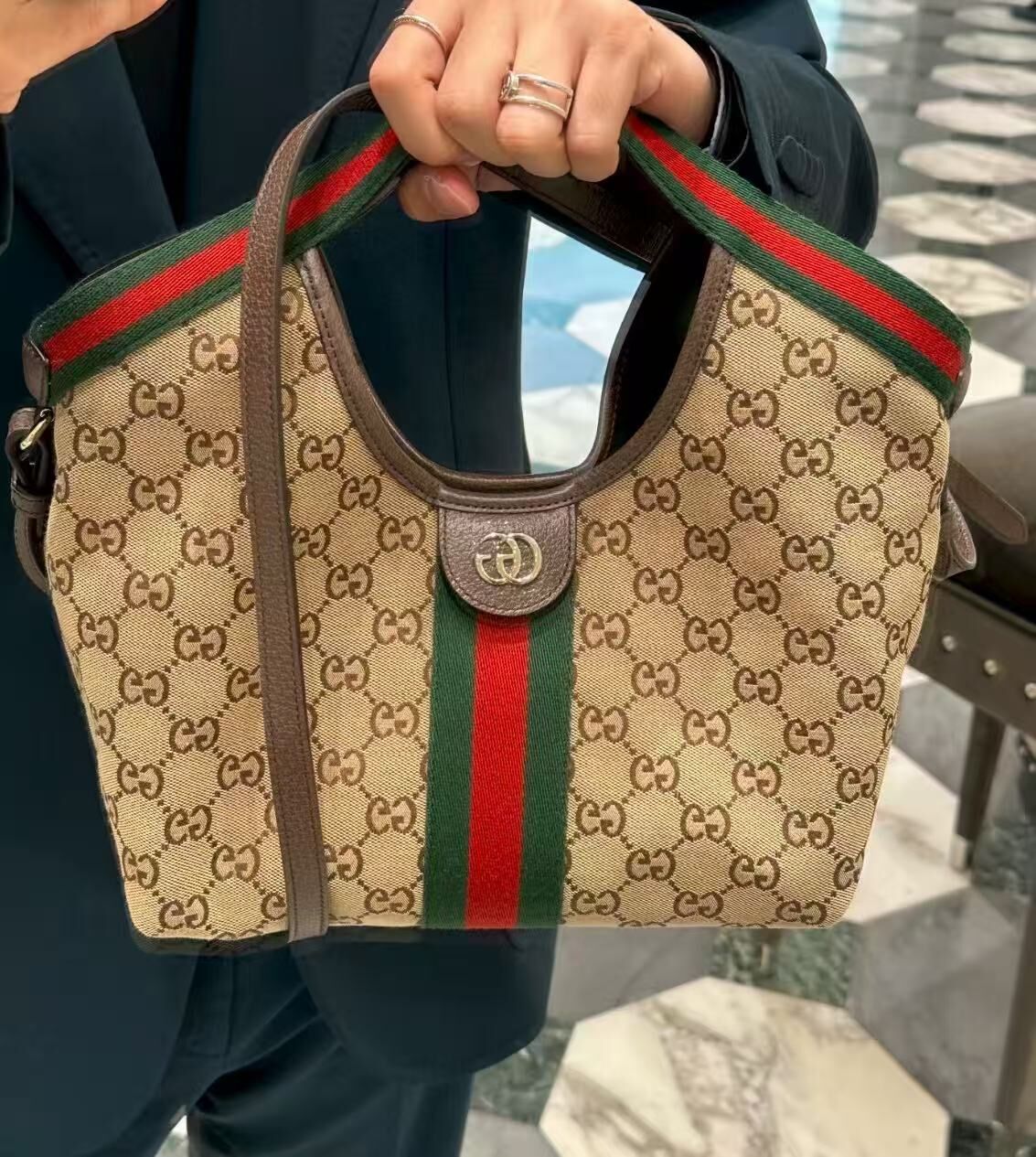 Gucci Giglio Small Tote Bag 米棕 帆布 小號 手袋 托特袋