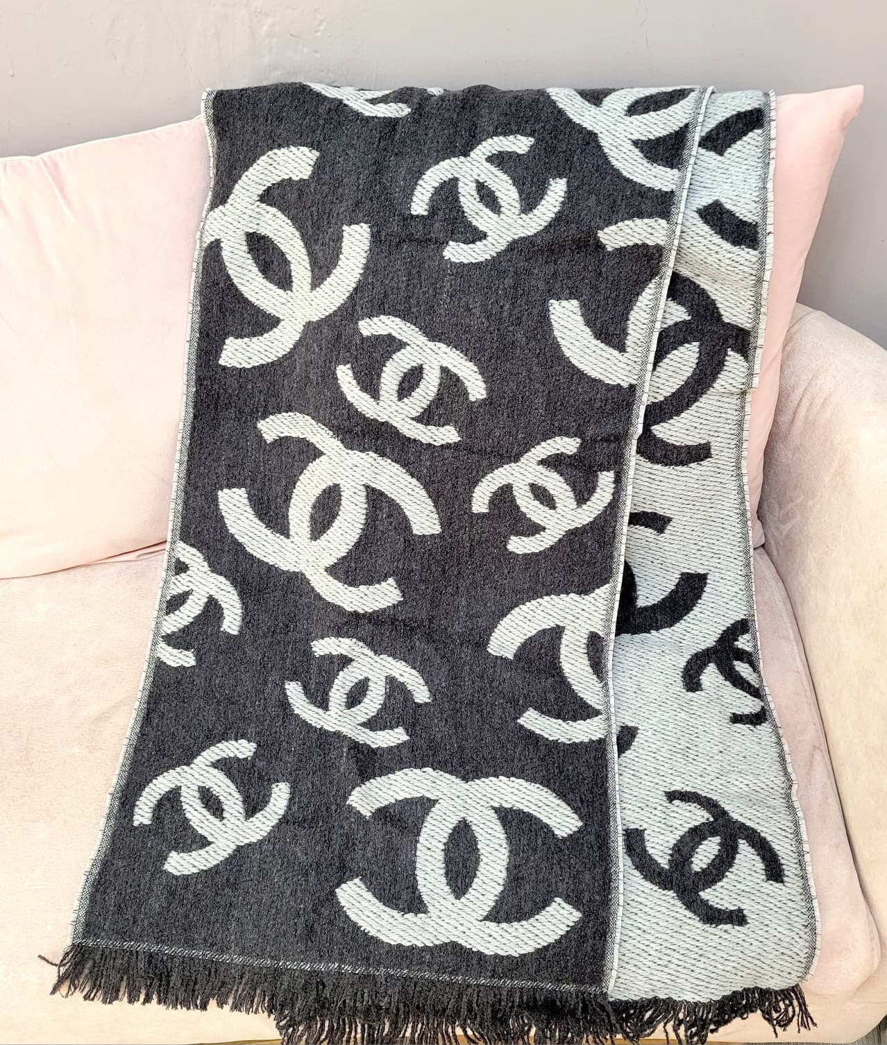 CHANEL AAB641 SCARF GREY 36X180CM 頸巾