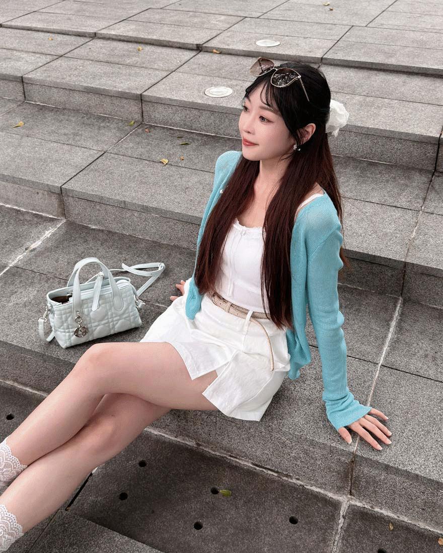 LINA LINA簡約魅力純色開衩造型褲裙附腰帶-時髦白