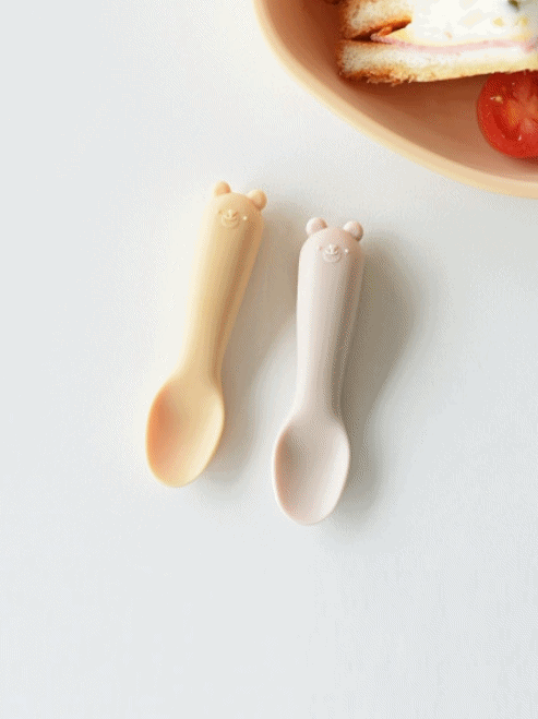 【Bellable】Korea Silicone Spoon Set (2pcs with Case) [Mustard+Beige]