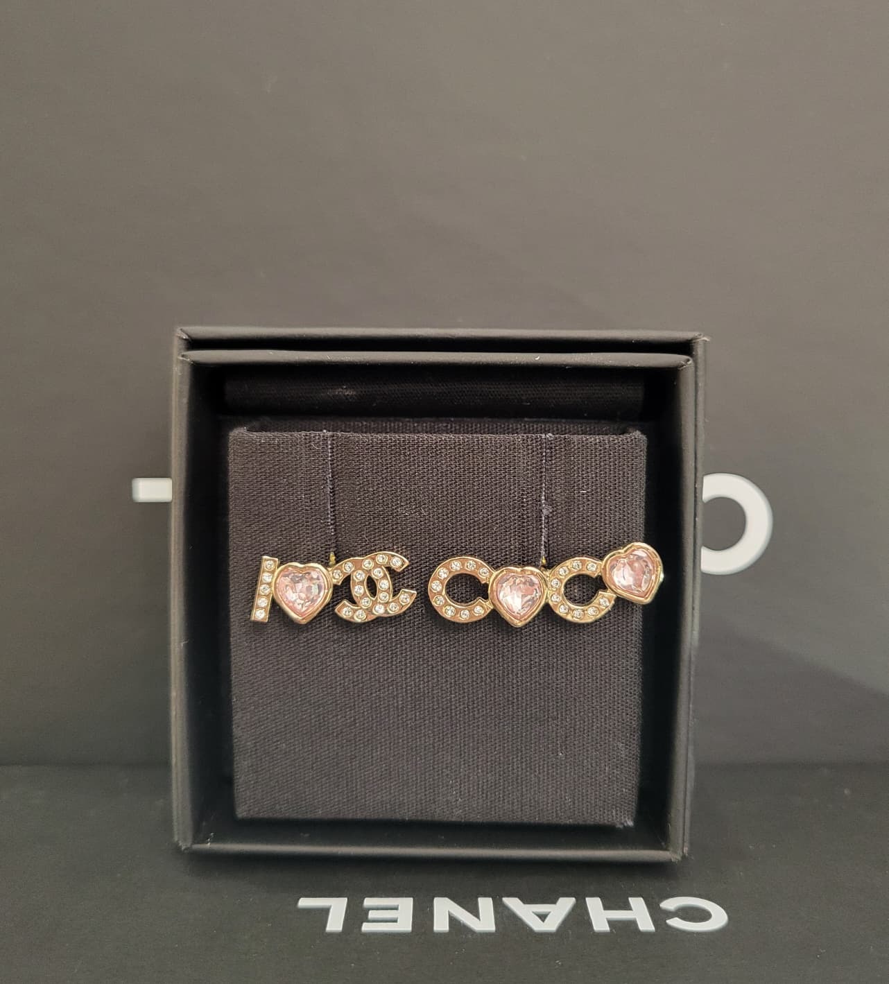 CHANEL AB8202 earrings pink heart gold