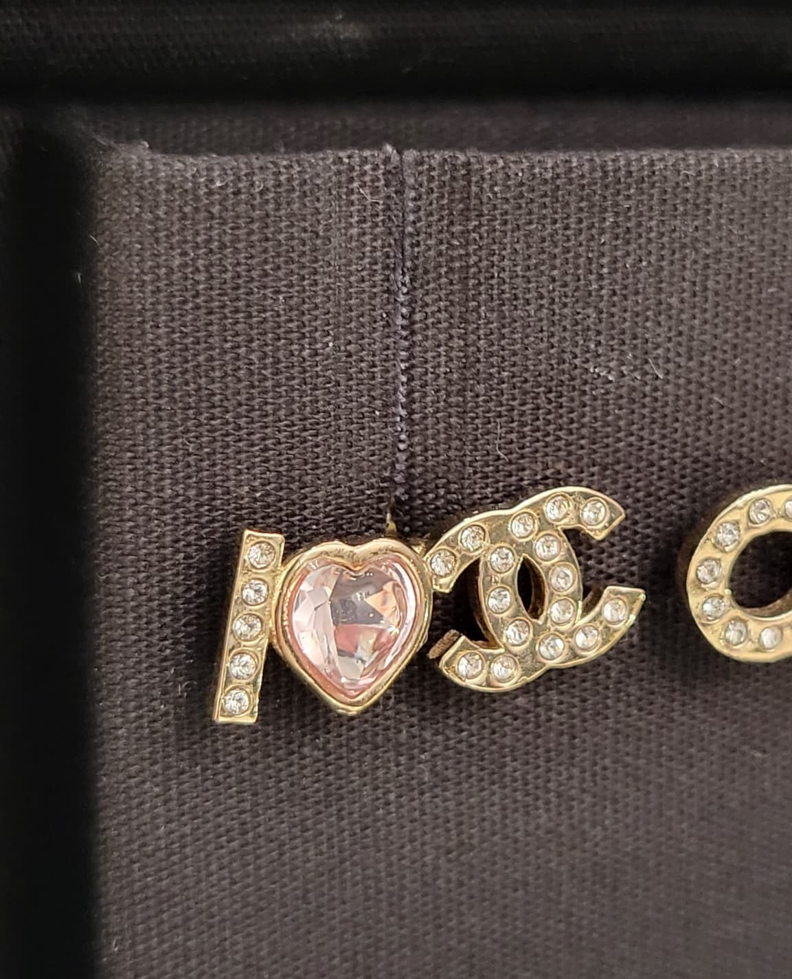 CHANEL AB8202 earrings pink heart gold
