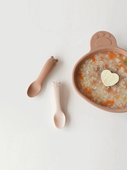 【Bellable】Korea Silicone Spoon Set (2pcs with Case) [Brown+Beige]