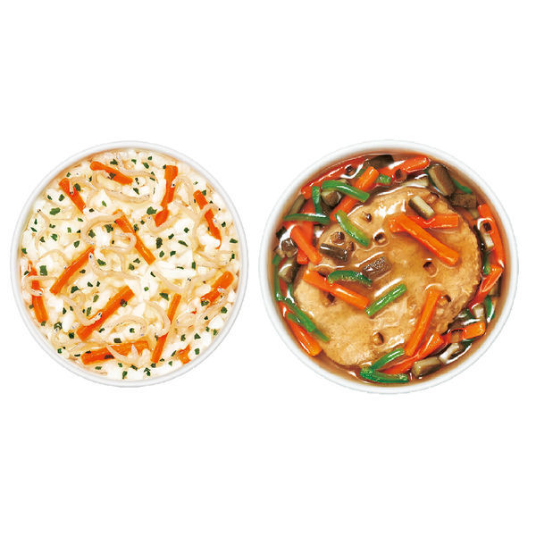 【Wakodo】Ready-to-Eat Cup Wakame & Whitebait Rice + Japanese Style Hamburger Steak 170g (90g+80g) (12 Months+)