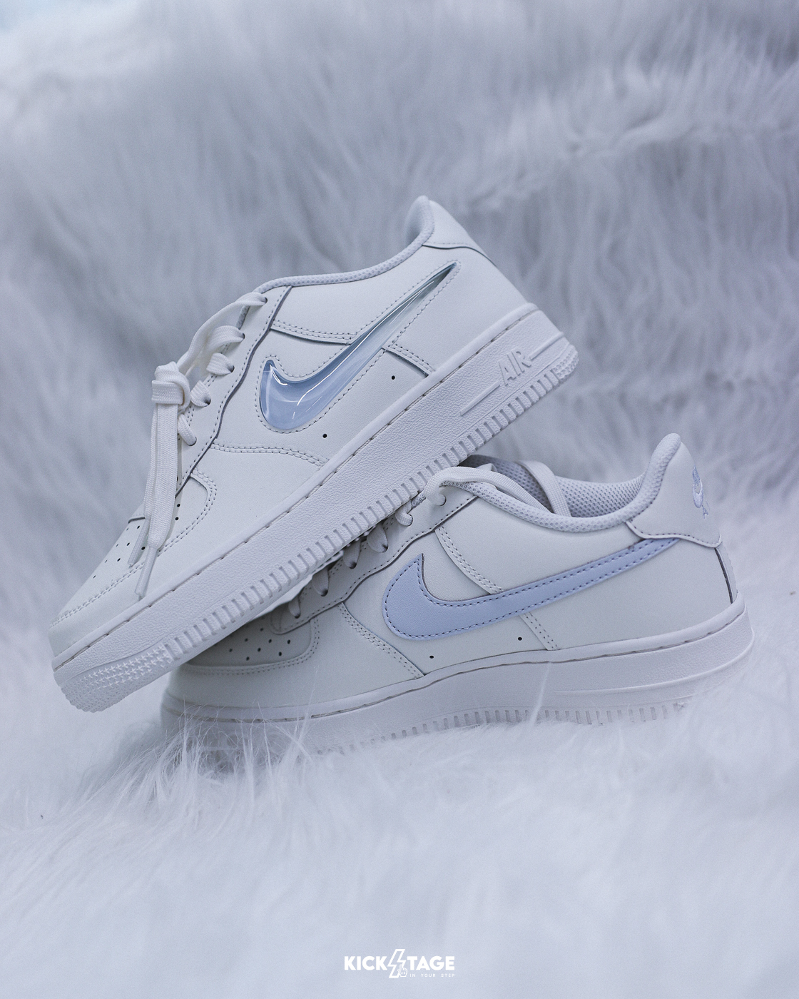 大童鞋 女鞋 NIKE AIR FORCE 1 JES GS 骨白 淺藍 漸層 果凍勾 立體勾 皮革 經典 休閒鞋【IR0595-101】AF1 WAF1
