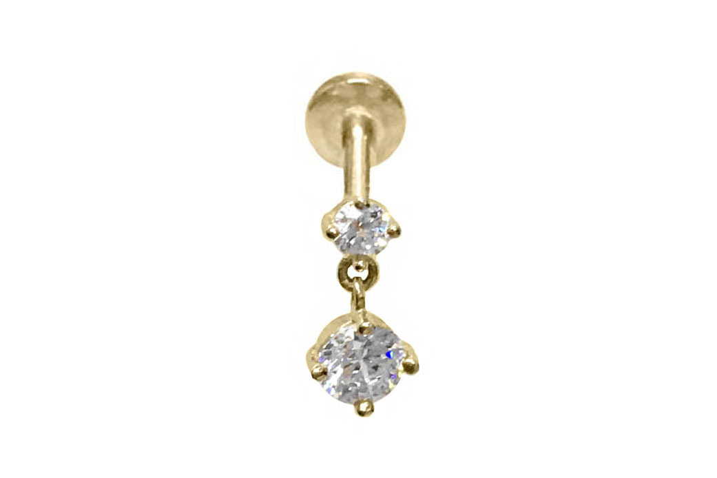 < Real Diamond > 14K Gold Labret Studs Earrings WB72