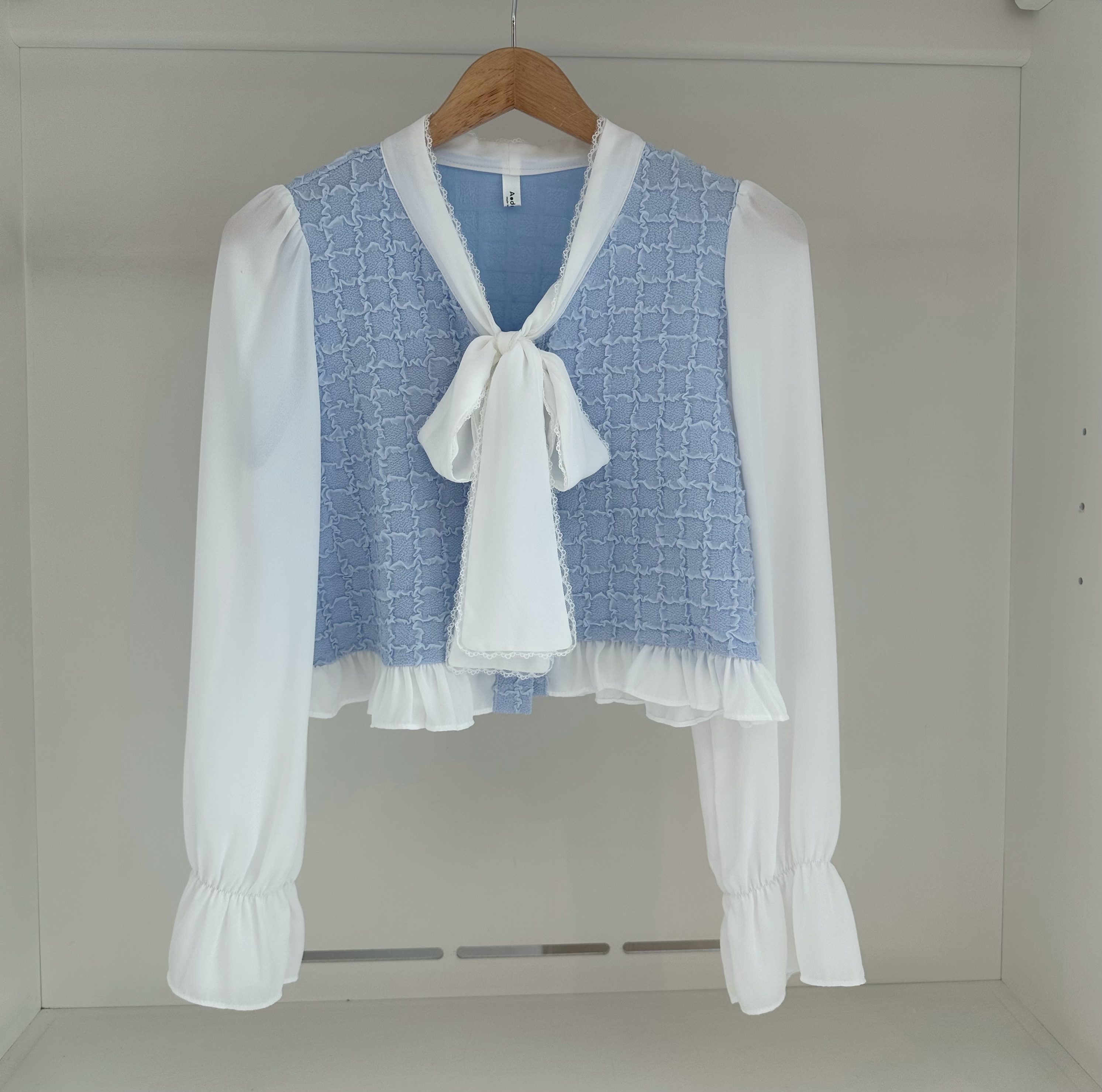 LONG SLEEVE TWEED BLOUSE & SKIRT SET SUIT