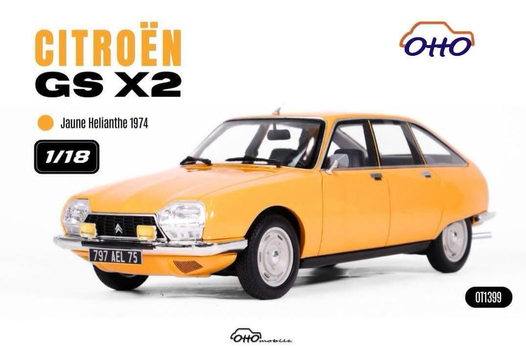 預訂 (訂金$300) (預訂價$657) :1/18 OTTOMOBILE CITROËN GS X2 JAUNE HELIANTHE 1974 (OT1399)