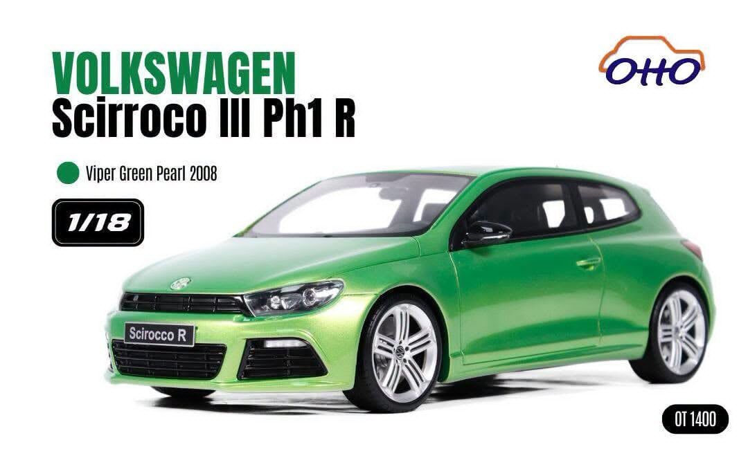 預訂 (訂金$300) (預訂價$657) :1/18 OTTOMOBILE VOLKSWAGEN SCIROCCO 3 PH.1 R VIPER GREEN PEARL 2008 (OT1400)