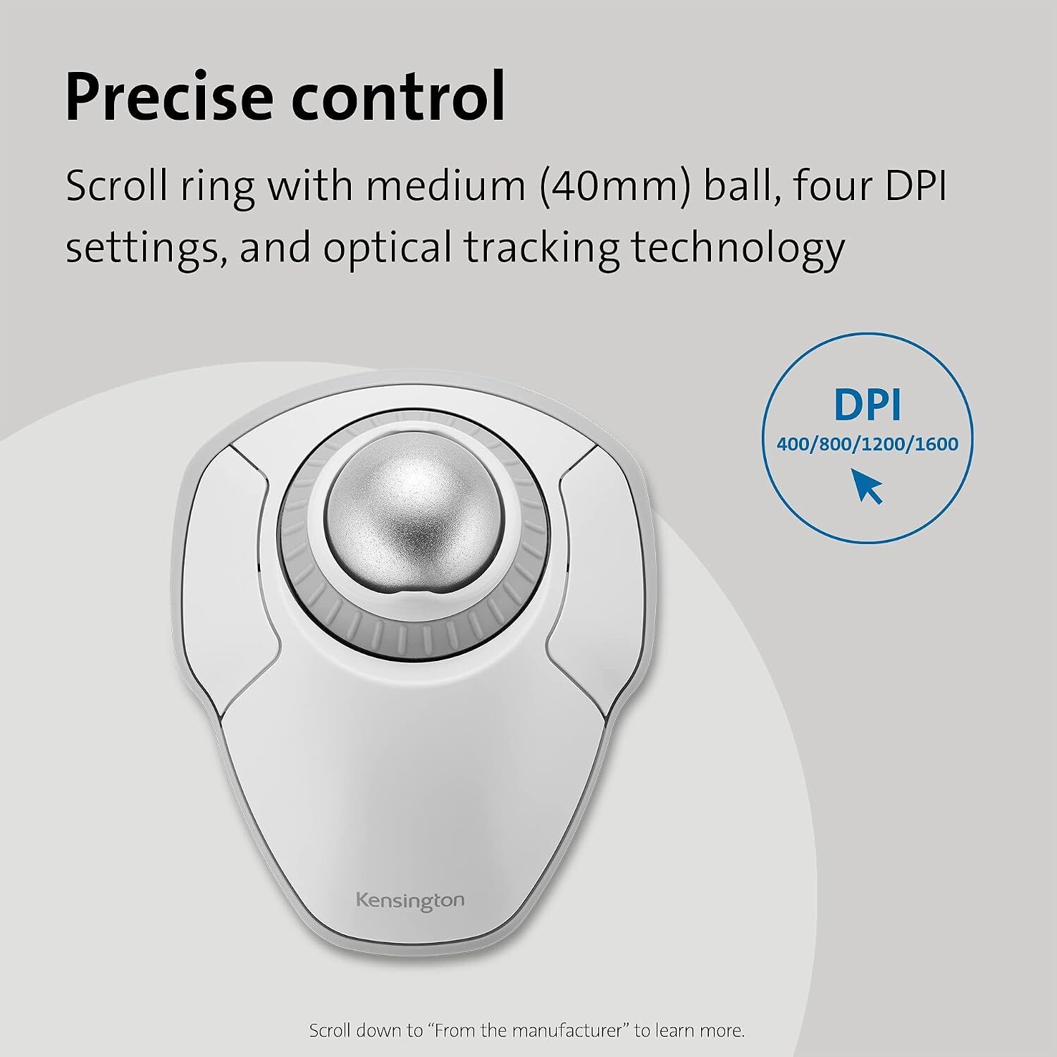 Kensington Orbit Wireless Trackball with Scroll Ring 無線軌跡球滑鼠｜人體工學設計
