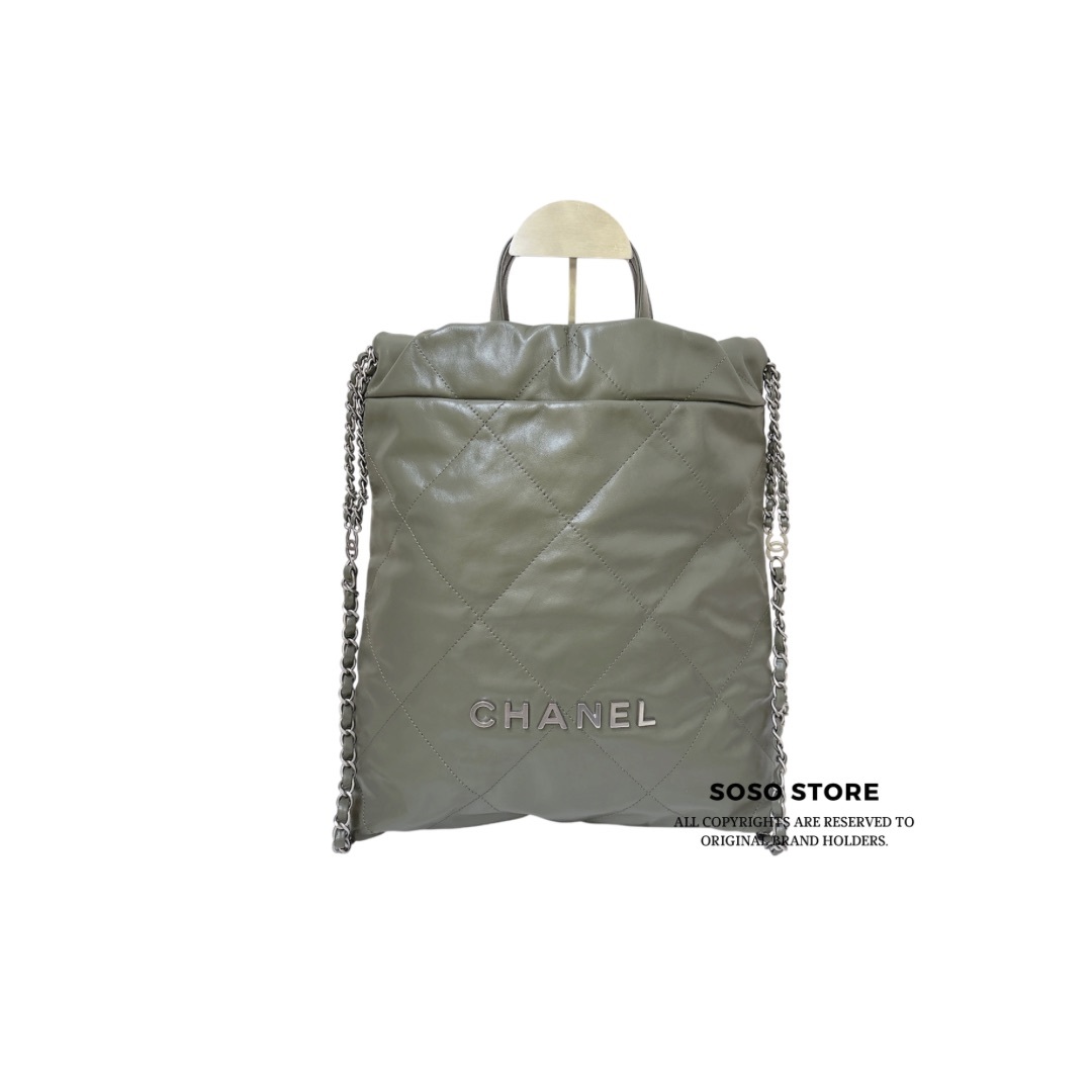 Chanel 22 Backpack - Khaki Green / SHW