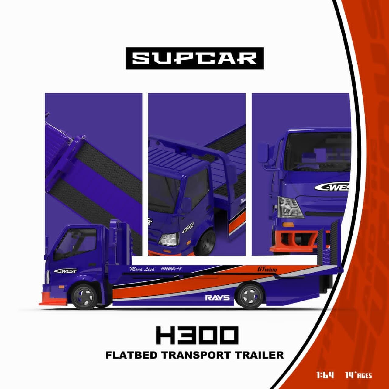預訂:1/64 SupCar Hino 300 Tow Truck FNF3 Blue/ Orange (SC647256 )