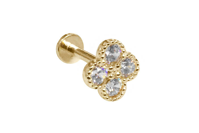 < Real Diamond > 14K Gold Labret Studs Earrings WB75
