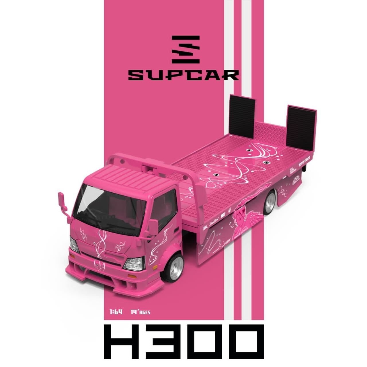 預訂:1/64 SupCar Hino 300 Tow Truck FNF2 Pink (SC647255 )