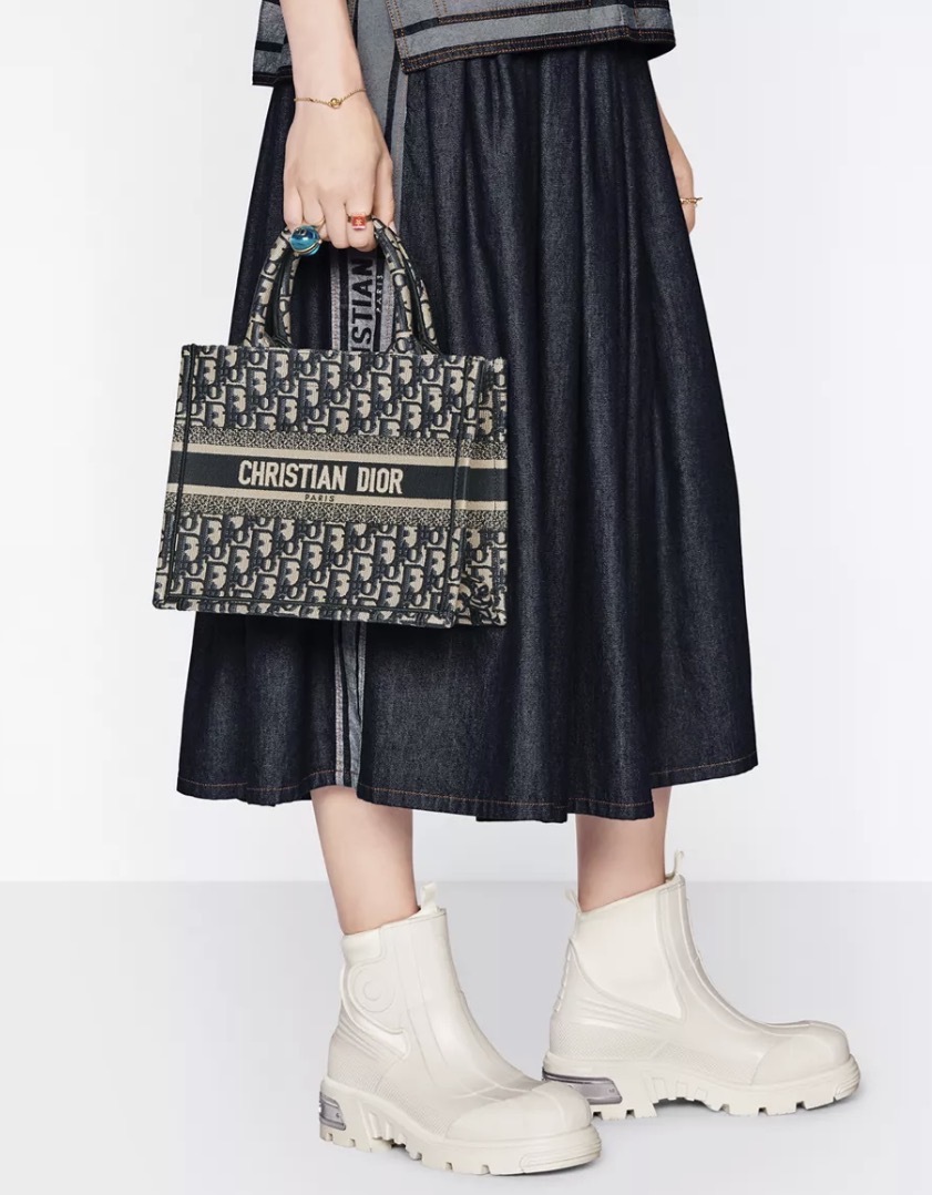Dior Book Tote Small Bag Dior Oblique 刺繡 米白色和藍色 小號 托特包 手袋