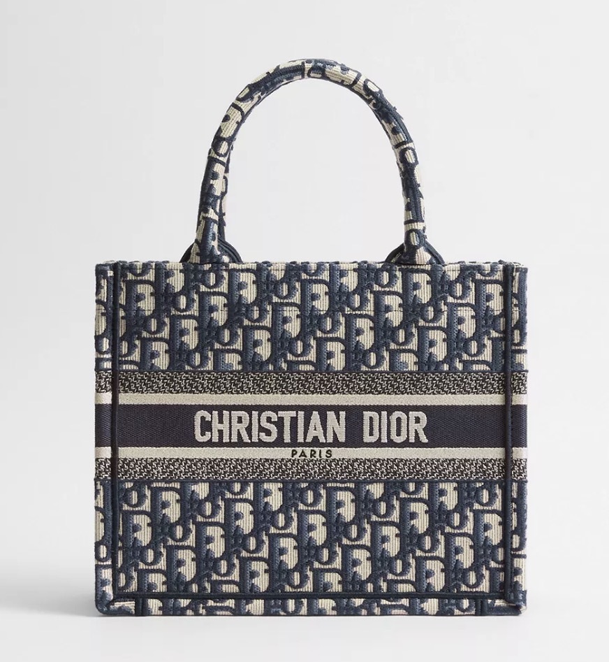 Dior Book Tote Small Bag Dior Oblique 刺繡 米白色和藍色 小號 托特包 手袋