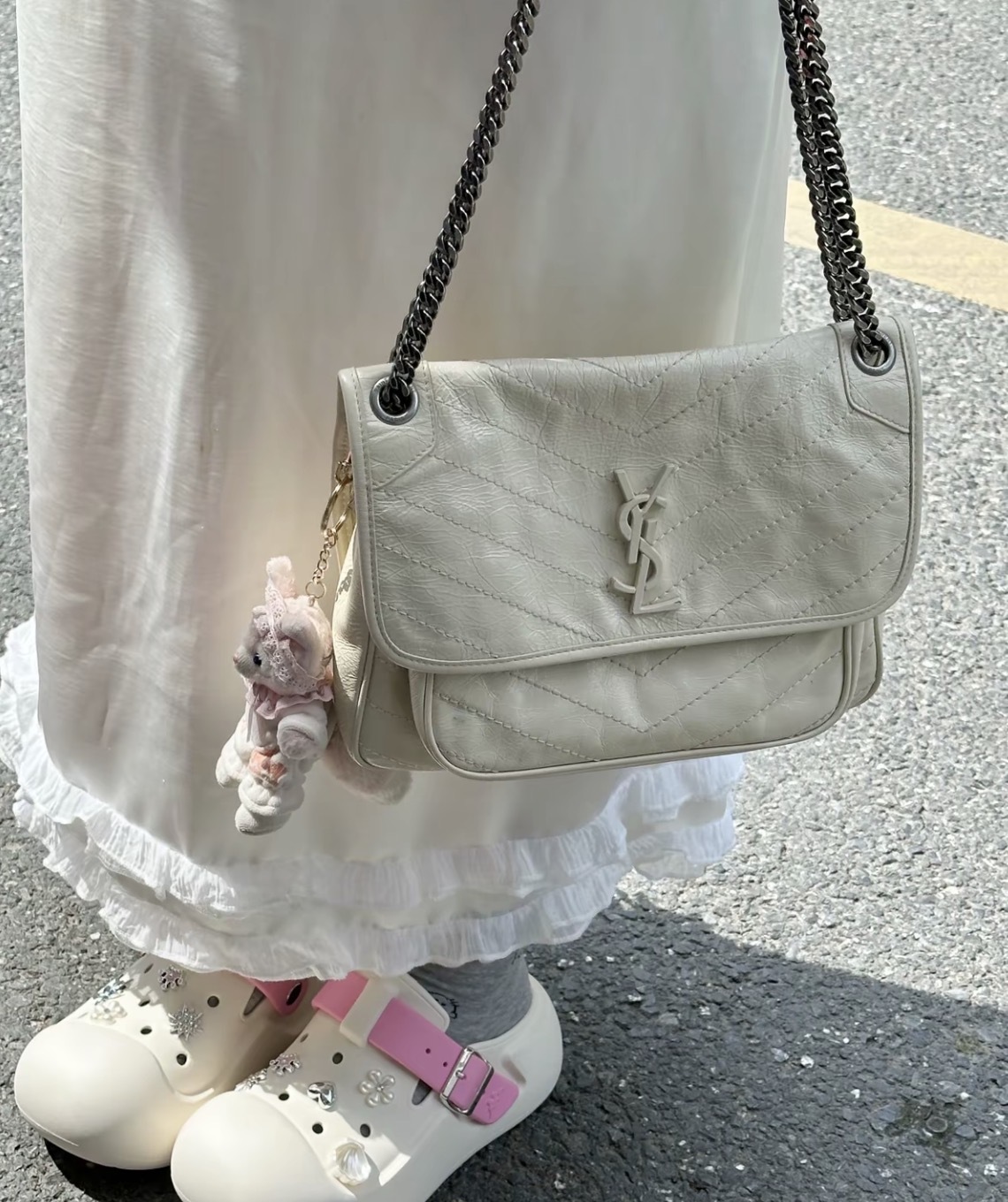 Saint Laurent YSL Medium Niki Shoulder Bag 中號 油蠟皮 鏈條單肩袋