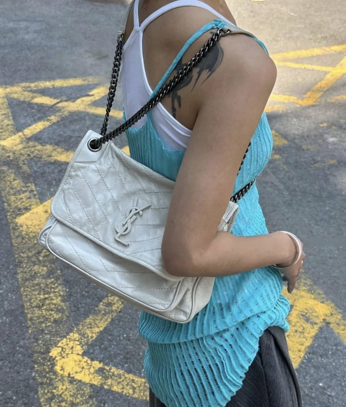 Saint Laurent YSL Medium Niki Shoulder Bag 中號 油蠟皮 鏈條單肩袋