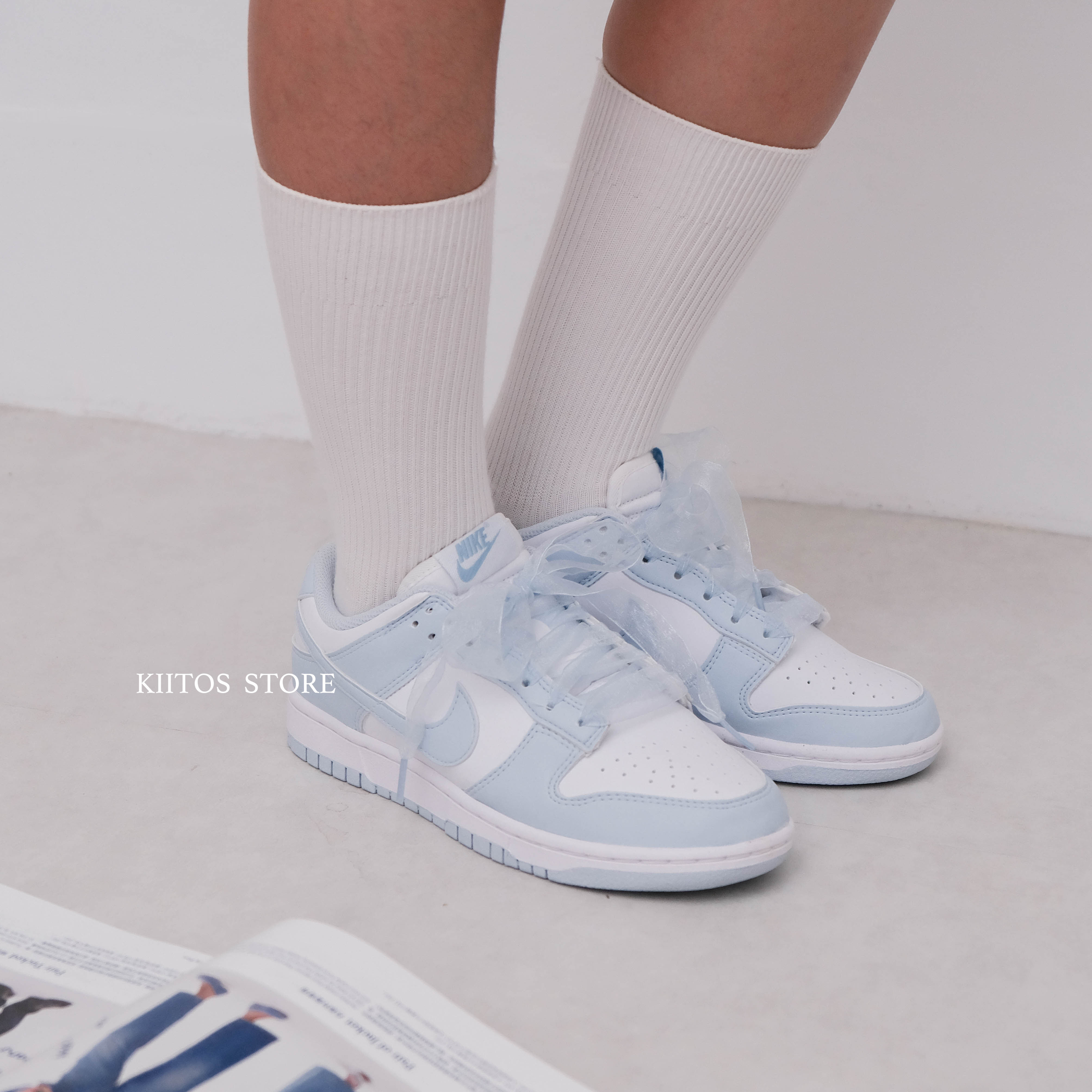 【預購】Nike Dunk Low Next Nature 絲綢 緞帶 碎冰川藍 淺藍 女款 張員瑛同款 IB7311-100