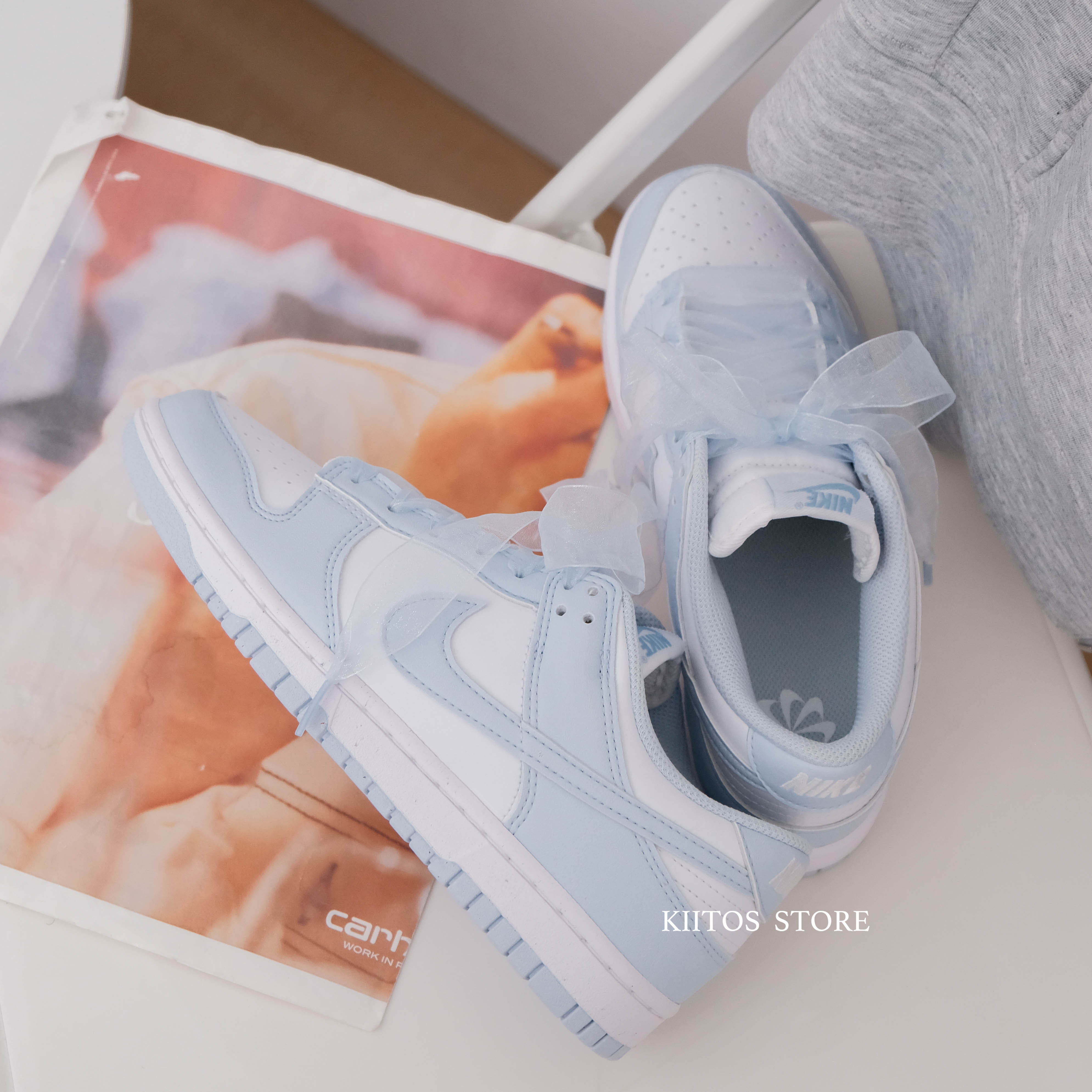 【預購】Nike Dunk Low Next Nature 絲綢 緞帶 碎冰川藍 淺藍 女款 張員瑛同款 IB7311-100