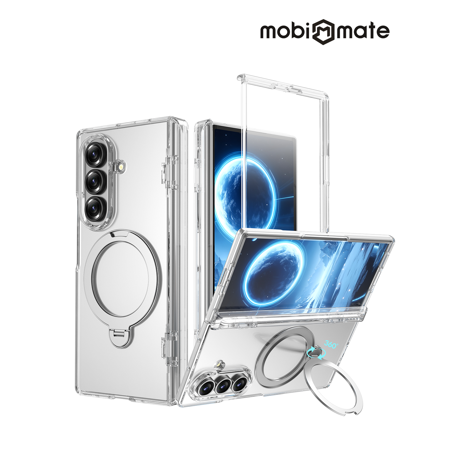 Mobi Mate 三星Z Fold 8 / Z Fold 8 Ultra 極致磁吸旋轉支架保護殼-透明