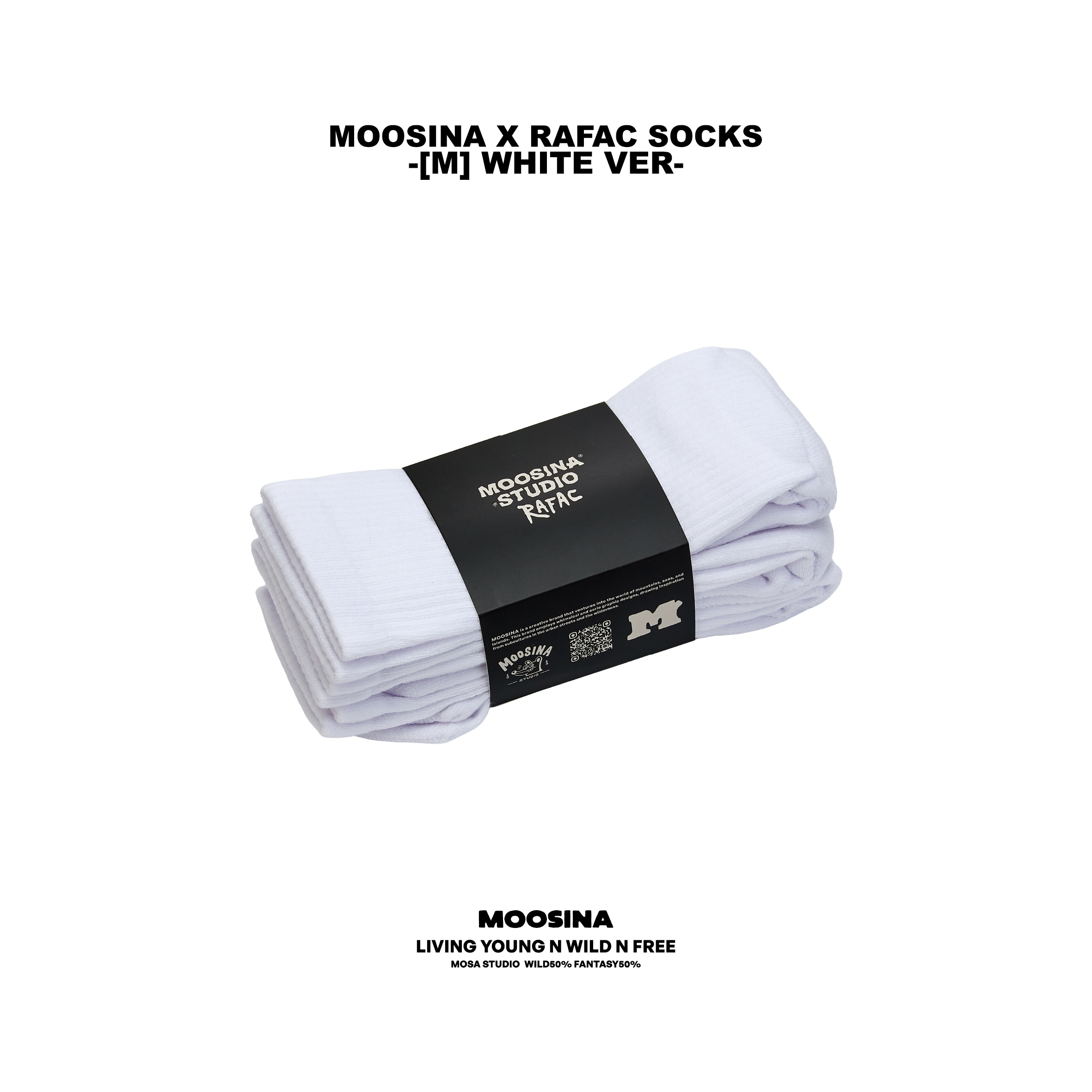 MOOSINA × RAFAC SOCKS – [M] WHITE VER. –