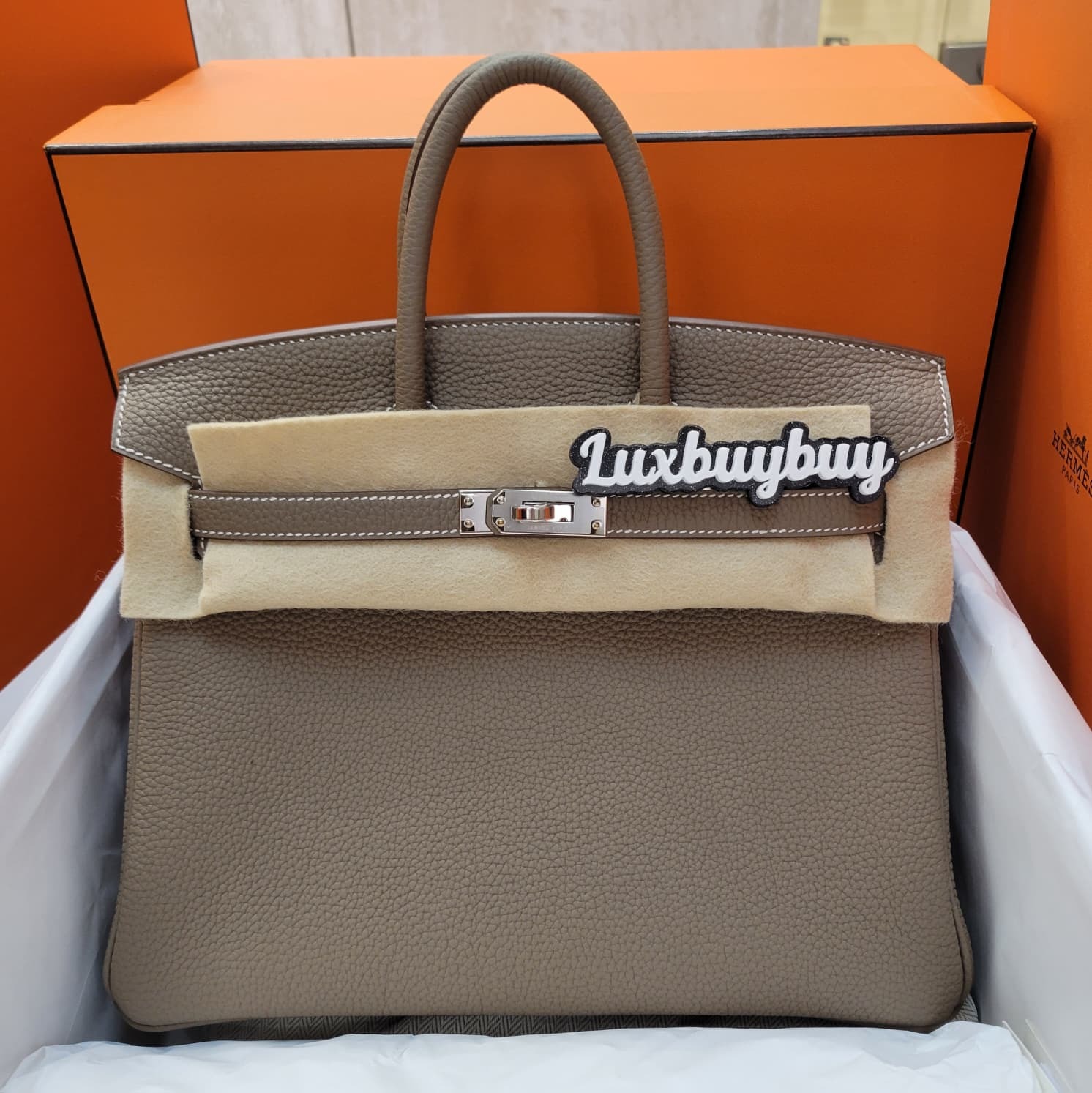 HERMES BIRKIN 25 ETOUPE CK TOGO 大象灰銀扣