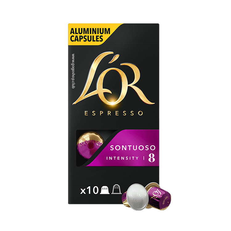 L'OR Sontuoso 意式濃縮咖啡粉囊 (10粒裝) 深度烘焙 - 兼容 Nespesso