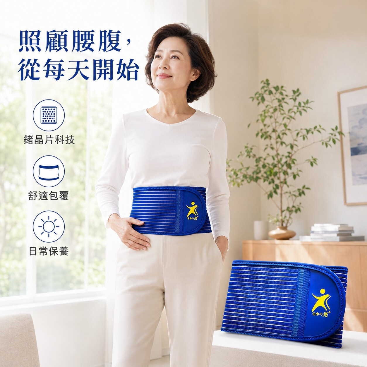 生命之光專利鍺晶片遠紅外線健康腰帶(S~2XL)
