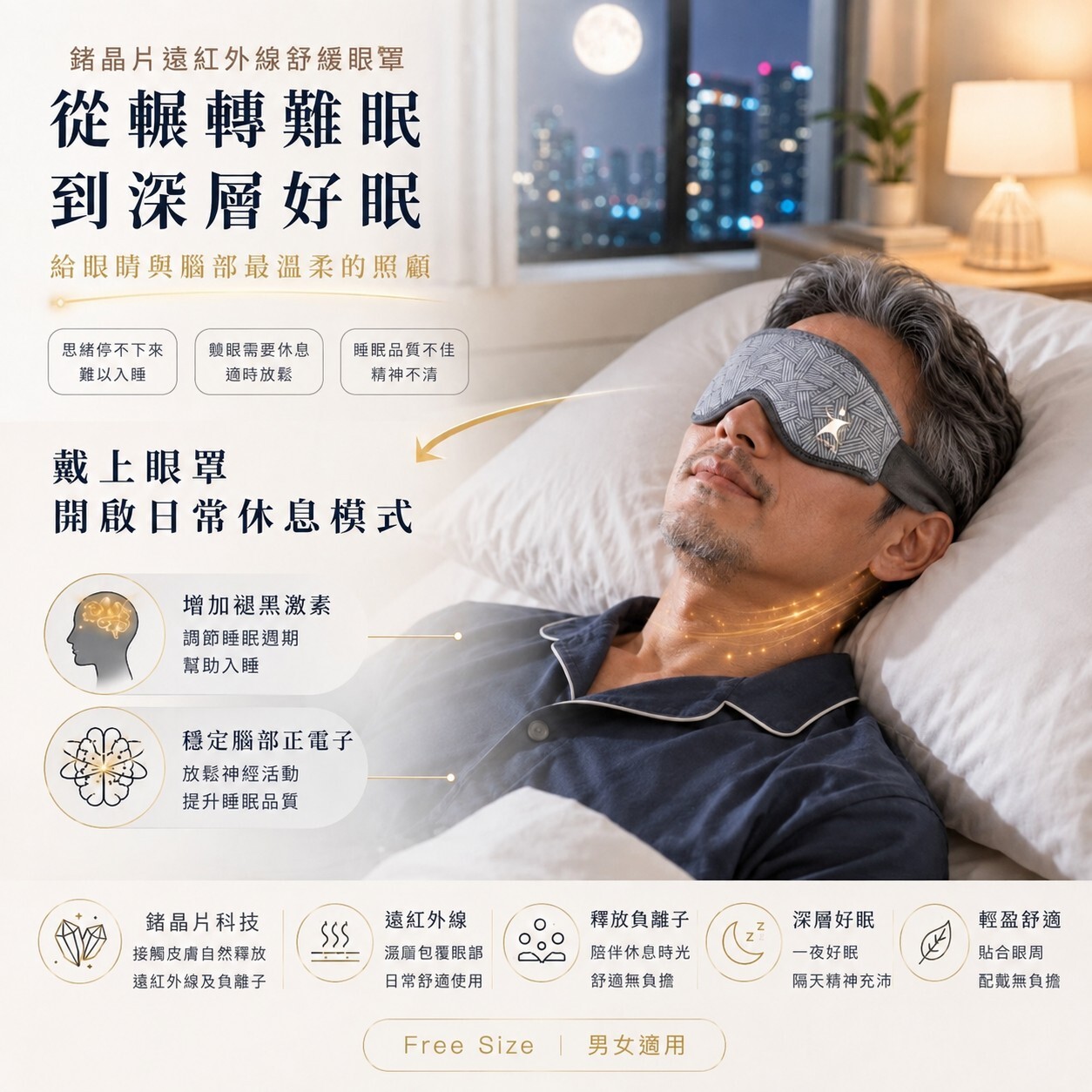 生命之光專利鍺晶片遠紅外線舒眠眼罩