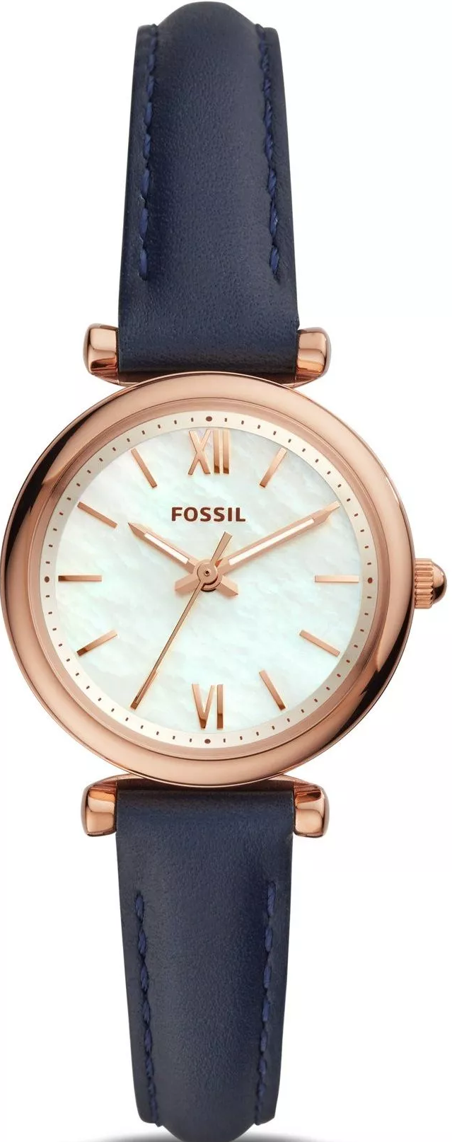 萬年鐘錶 - Fossil   珍珠母貝石英真皮女錶 ES4502  錶徑28MM