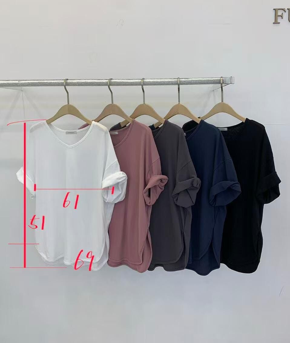 FP7008 捲袖弧形下擺Tee