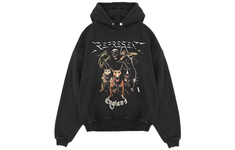 【代購】REPRESENT Sweatshirts Men's Black Hooded Moderate Regular M04065-03