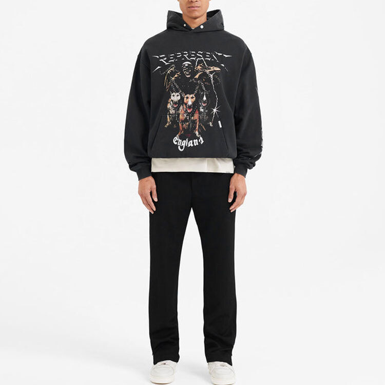 【代購】REPRESENT Sweatshirts Men's Black Hooded Moderate Regular M04065-03