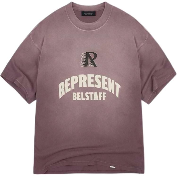 【代購】REPRESENT X Belstaff T Shirts Men's Pink Purple Crew Neck Moderate Straight Fit MLM4549-248
