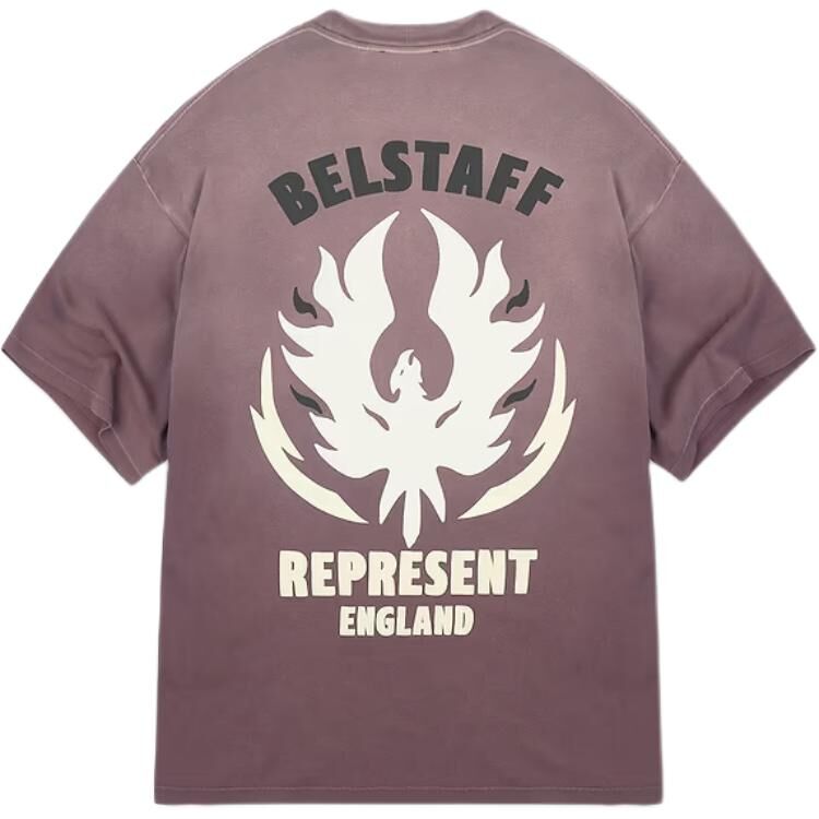 【代購】REPRESENT X Belstaff T Shirts Men's Pink Purple Crew Neck Moderate Straight Fit MLM4549-248
