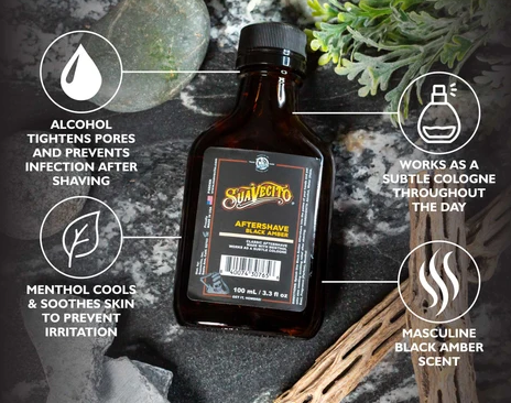 Suavecito Black Amber Aftershave Splash (3.3 oz / 100ml)