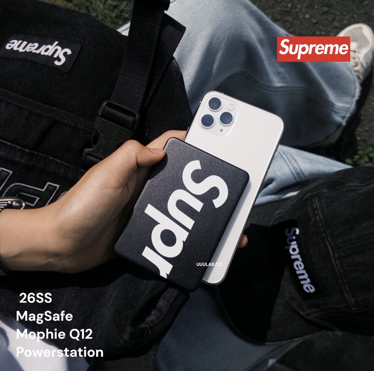 "💞七夕限定！現折$520！" Supreme 26SS Mophie Q12 Powerstation 磁吸 行動電源 紅色/黑色